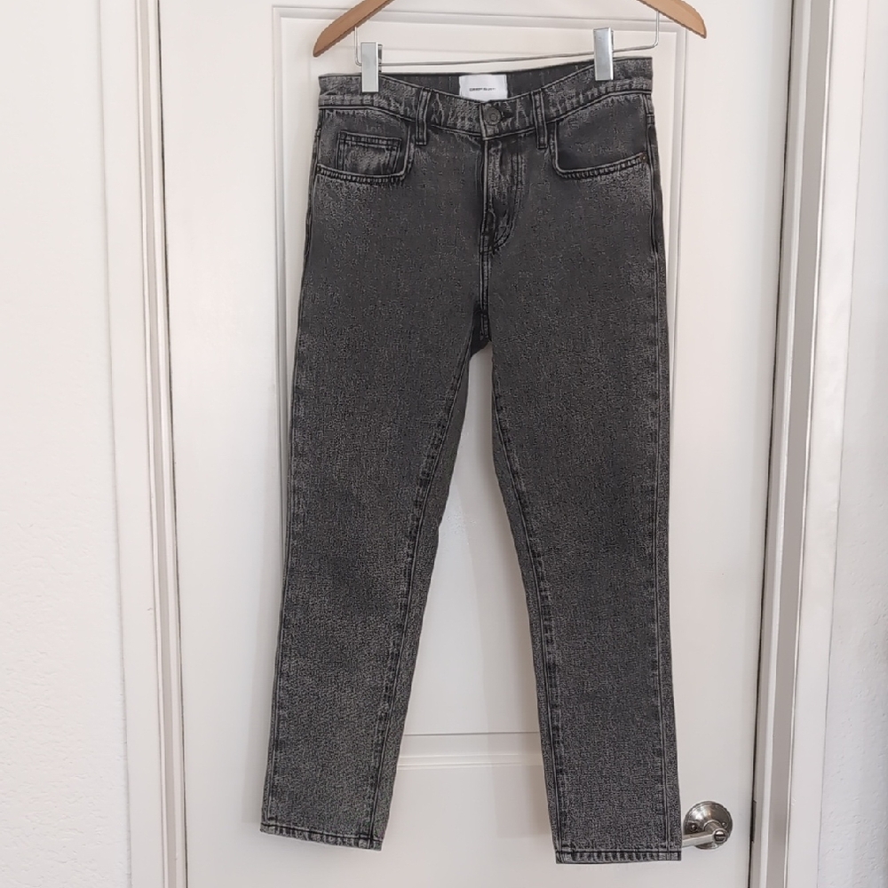 Current/Elliott Black Acid Wash The Fling Jeans 25